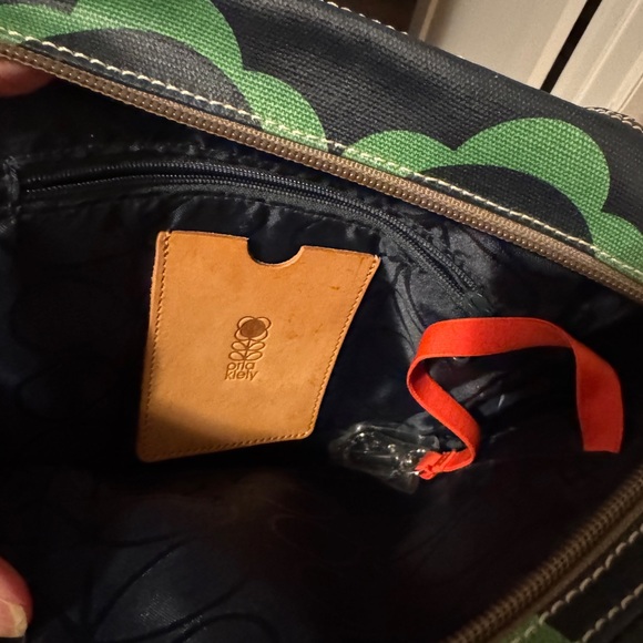 Orla Kiely Black and Green Patterned Crossbody Bag - Picture 4 of 6